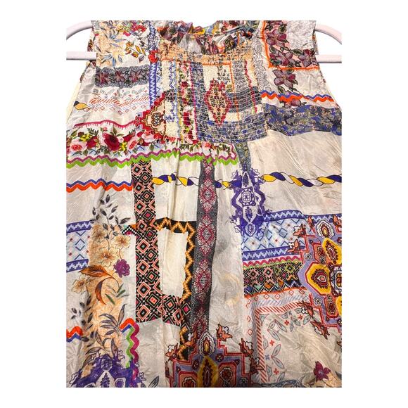 Johnny Was Womens top small? Silk patchwork boho hippie - Picture 9 of 15